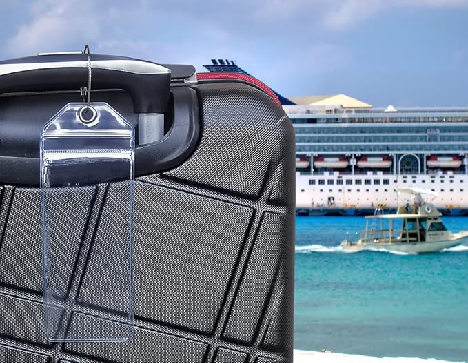 CruiSeaU Cruise Luggage Tag Holders for Royal Caribbean and Celebrity Cruises 8 packs, Cruise Essentials by Cruise Ship Crew Members 6.5x2.5 inches 8pcs