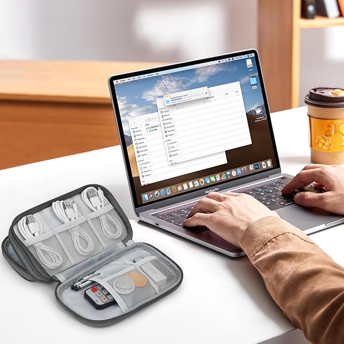 Skycase Electronic Organizer Travel Case - Waterproof Travel Cord Pouches for Organization, Cable Organizer, All-in-One Double Layers Storage Bag for Accessories, Charger, Cable, Grey