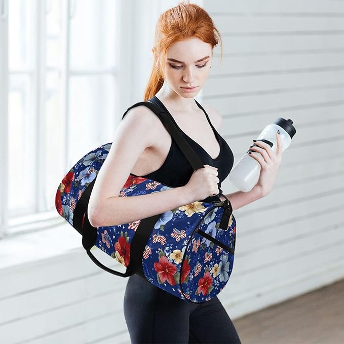 MNSRUU Sports Duffel Bags, Flowers Athletic Gym Bag Overnight Workout Travel Tote Luggage for Men Women Yoga