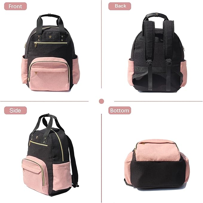 Diaper Bag Backpack, Large Capacity Multifunction Baby Essentials Fashion Travel Pack Linen Canvas office Laptop Bag (Linen Pink)