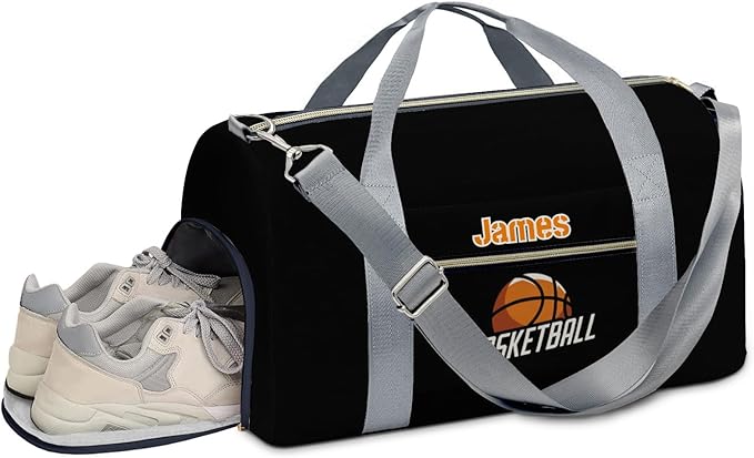 Personalized Tactical Gym Bag For Men,Custom Travel Duffel Bag with Name,Sports Workout Travel Bag with Shoes Compartment-Basketball 3