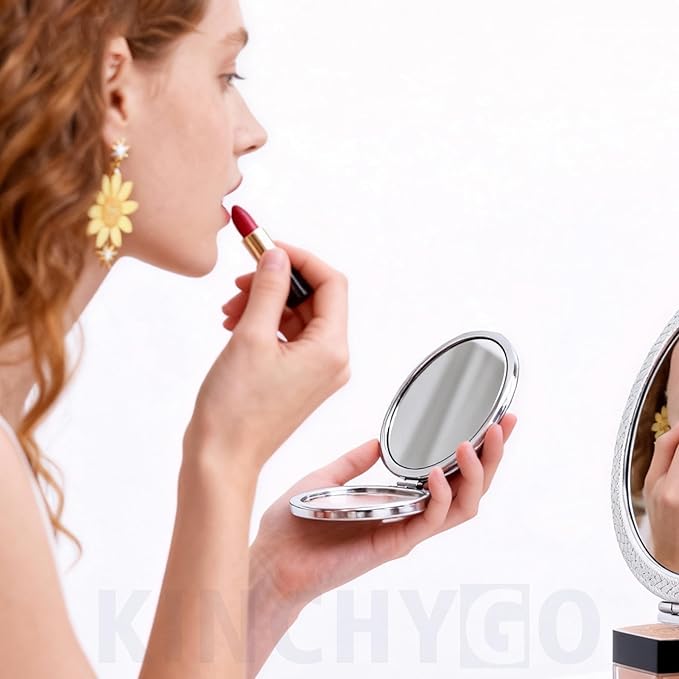 Set of 12 Sublimation Pocket Makeup Mirrors, Mini Metal Folding Compact Makeup Mirror for Women Men Home Travel Use