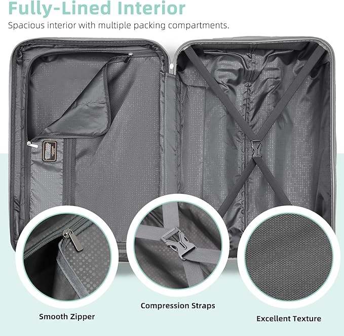 LARVENDER Luggage Sets 6 Piece, Expandable Luggage Set Clearance for Women, Suitcases with Wheels, Hardside Hard Shell Travel Luggage with TSA Lock, Mint Green
