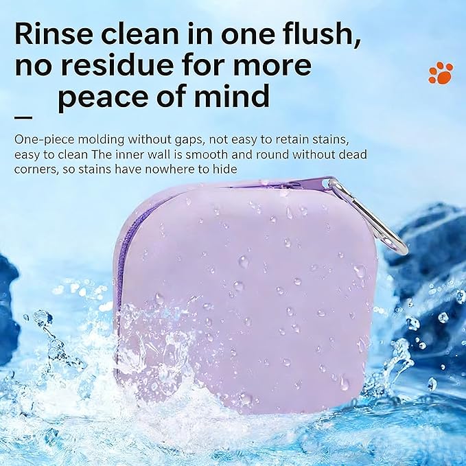 Portable Dog Bowl, Collapsible 2-in-1 Travel Dog Bowls with Carabiner Clip, Silicone Double Pet Food and Water Dish for Outdoor Camping and Hiking (Purple)