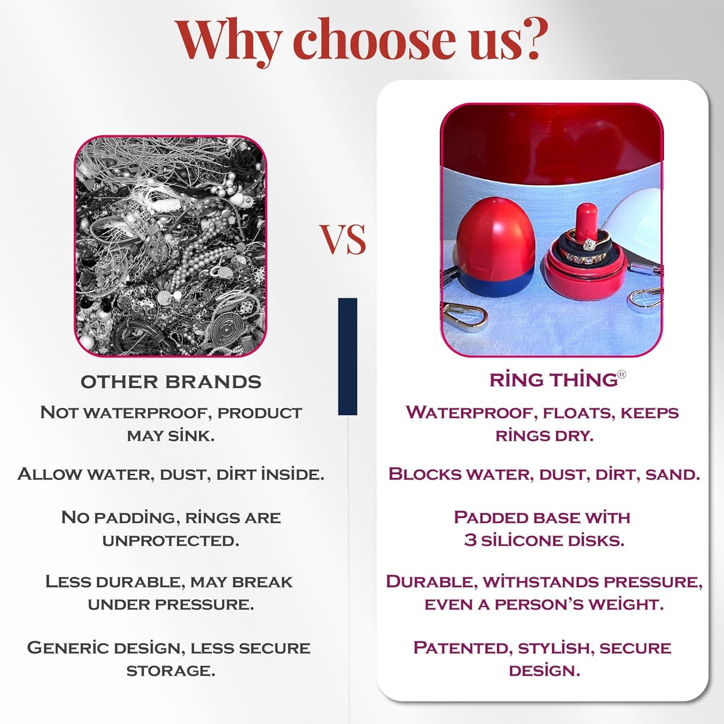 RING THING - Ring Holder Keychain, Jewelry Organizer and Storage, Portable Waterproof Ring Holder, Pill Box Keychain Container, Gym Accessory, and Travel Ring Case (Duo - Flag)