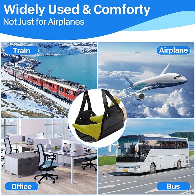 Adjustable Footrest Under Desk, Portable Travel Airplane Foot Hammock, Suitable for Relaxing Your Feet During Long Journeys, Airplane Foot Hammock.