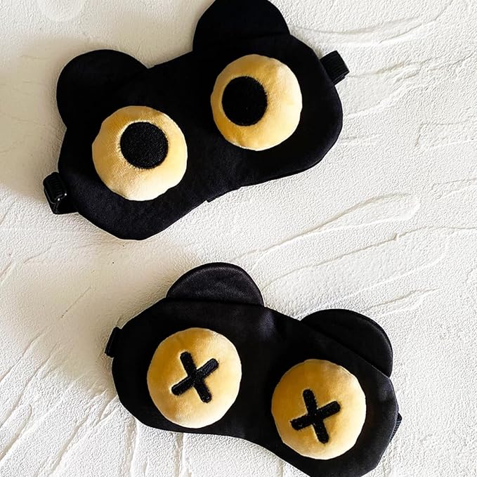2PCS Cat Eye Sleep Mask for Sleeping, Soft Light Weight Eye Cover with Adjustable Strap,Funny Sleep Mask for Kids Women Men Travel Nap Blindfold Game