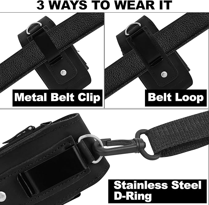 Leather EDC Multitool Sheath with Flip Closure | Leather EDC Belt Organizer | Flashlight Holster | Heavy Duty Multitool Organizer