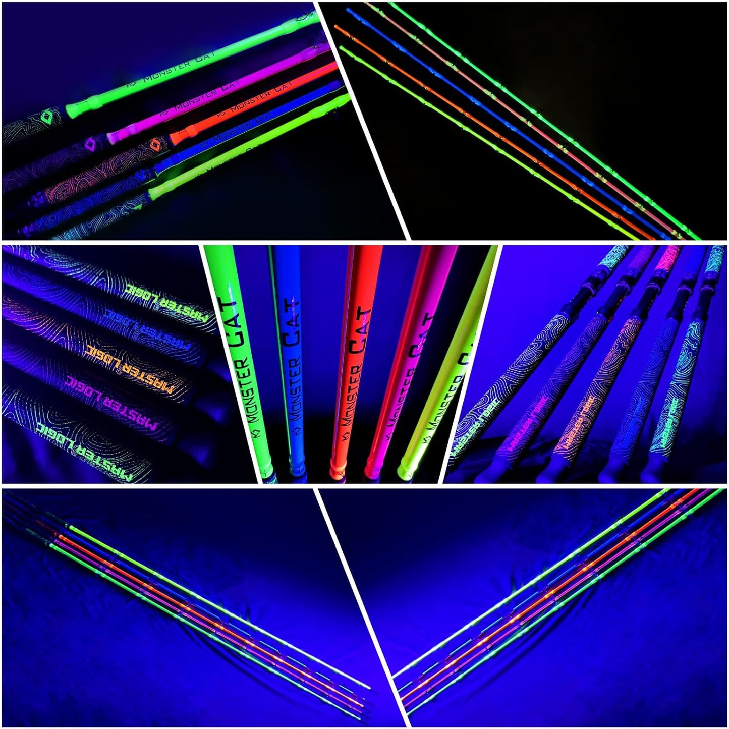 Monster Catfish Fishing Rod - 7' Medium Heavy, 1-Piece Glow in Dark Casting Rod, S-Glass & Carbon Graphite Blend, Durable EVA Foam Super Grip, Catfish Pole for Night Fishing