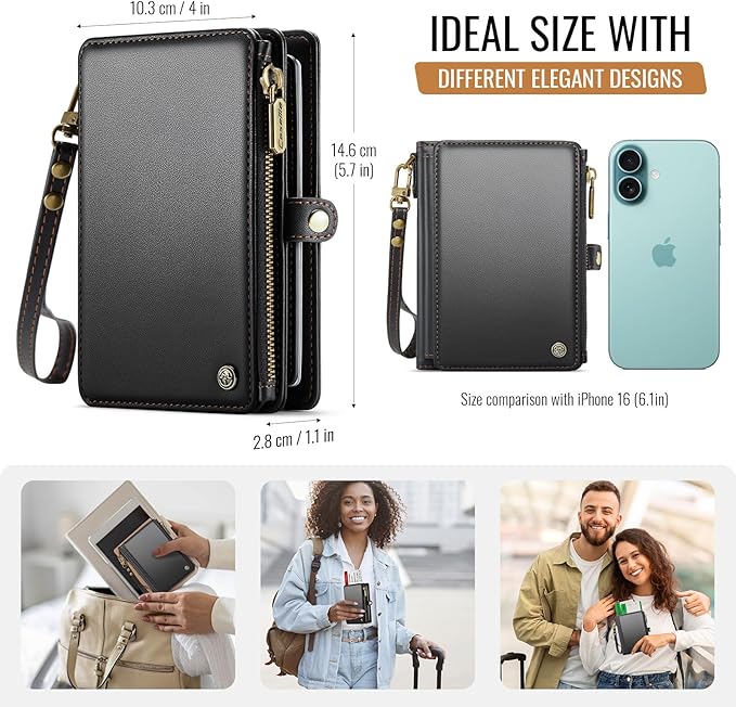 ASAPDOS Passport Holder Wallet Case Wallet for Men Women Black