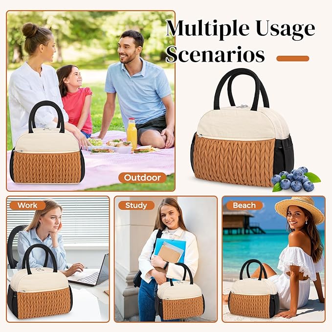 DALINDA Lunch Bag Women,Insulated Lunch Box Large Capacity,Lightweight Leakproof Lunch Tote,Reusable Lunch Cooler for Work Picnic Camping