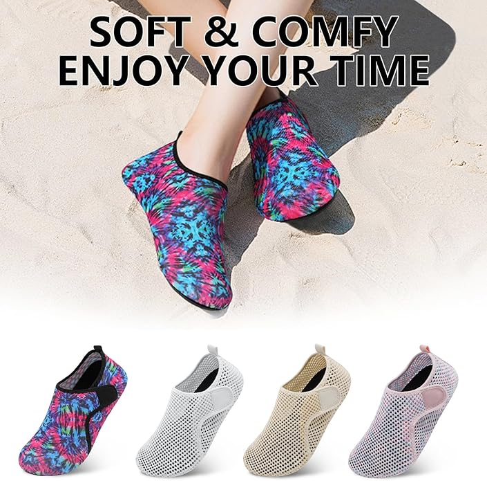 Scurtain Barefoot Water Shoes for Women Men Beach Swim Aqua Socks Summer Quick-Dry Sandals Slippers