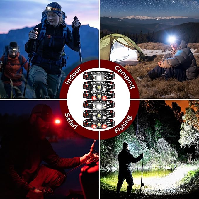 Headlamp Rechargeable 2Pack, 3000 Lumen Ultra-Light Bright Headlamp Flashlight with White Red Light, LED Headlight, 5+5 Mode for Outdoor Camping Fishing Running Hiking