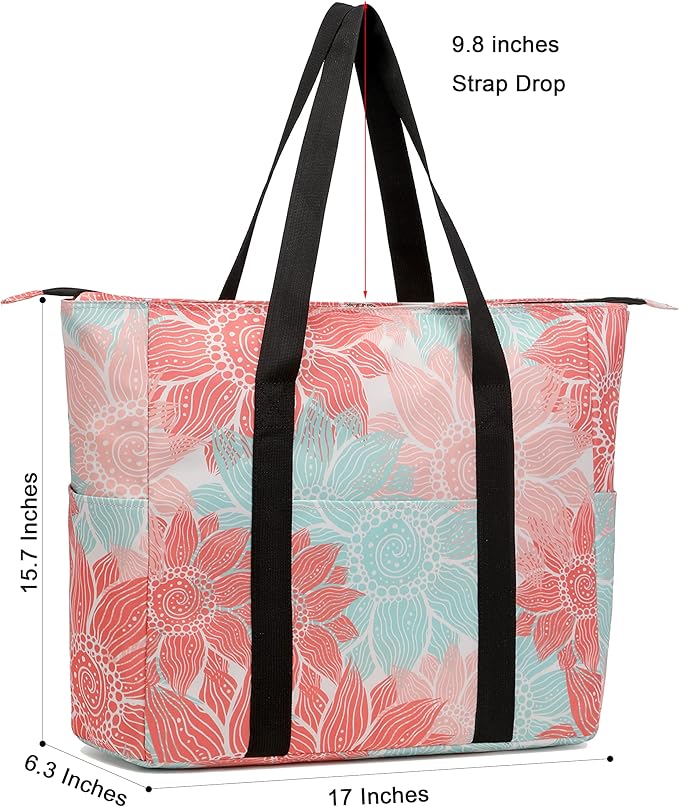 Octsky Large Beach Bags for Women - Waterproof Sandproof Beach Tote with Dual Zipper and Wet Pocket - 3 Outside Pockets