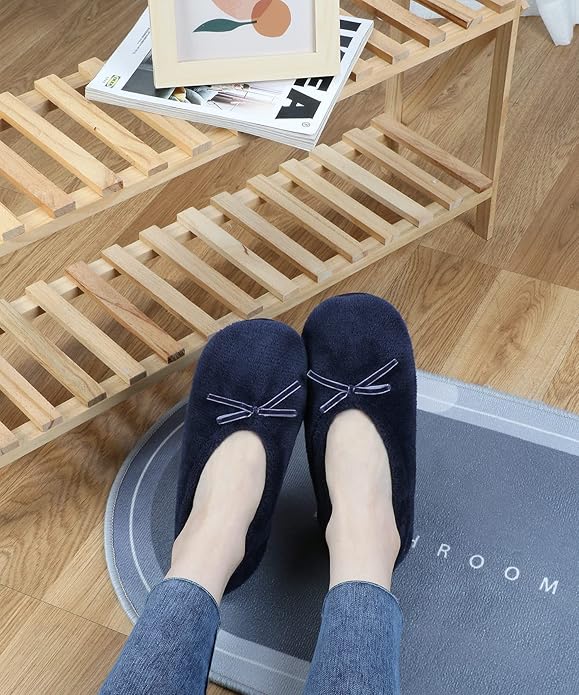 DICUIRD Women's Ballerina Slippers Lightweight House Slippers with Stretchable Heel Design