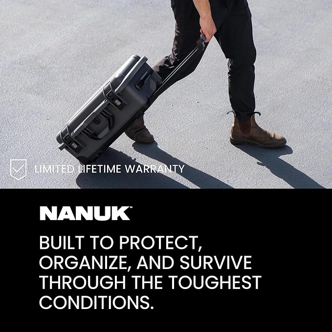 NANUK 935 Hard Case with Cubed Foam and Lid Organizer – Waterproof Protective Equipment Case with Wheels, 22” x 14” x 9” – Dustproof, Airline Carry-On Approved – Silver