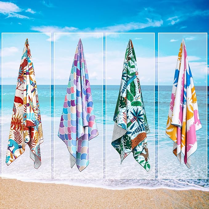 2 Pack Microfiber Beach Towel: Oversized Pool Towel 75”x 35”, Sand-Free Beach Towel, Quick Drying Camping Towel, Super Absorbent Bath Towel Blanket, Soft Breathable and Lightweight for Kids & Adults