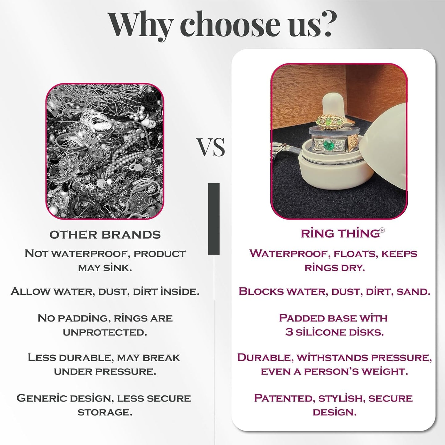 RING THING - Ring Holder Keychain, Jewelry Organizer and Storage, Portable Waterproof Ring Holder, Pill Box Keychain Container, Gym Accessory, and Travel Ring Case (Vanilla)