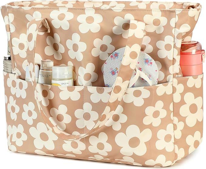 LEDAOU Large Beach Bag Women Waterproof Sandproof Zipper Beach Tote Pool Bag for Swim Gym Grocery Travel with Wet Pocket | Waterproof, Sandproof, Zipper, Pool, Gym, Grocery