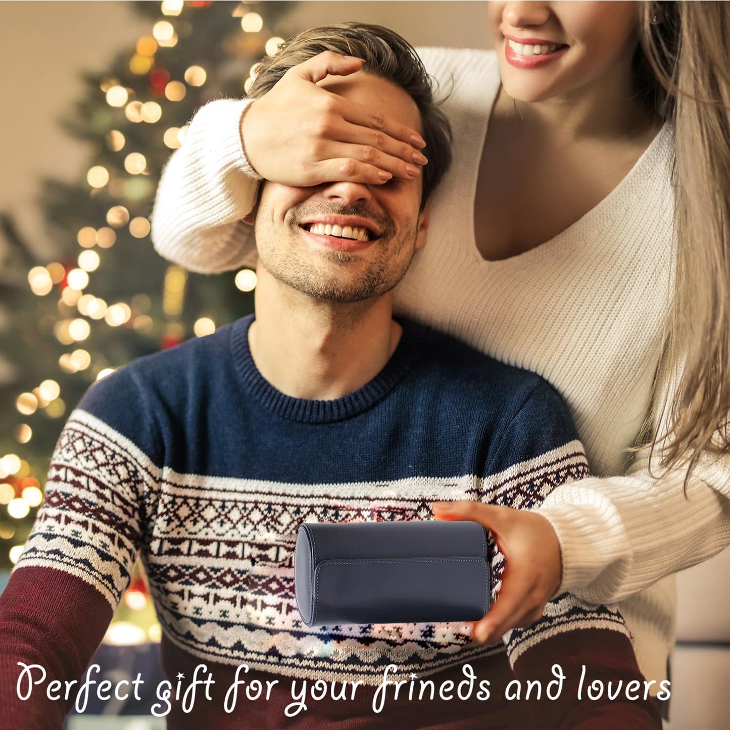 Watch Travel Case, Luxury Leather Watch Roll 2 Slot Organizer Box, Jewelry Storage Case Gifts for Man and Woman Christmas Anniversary Birthday (Blue-2slot)