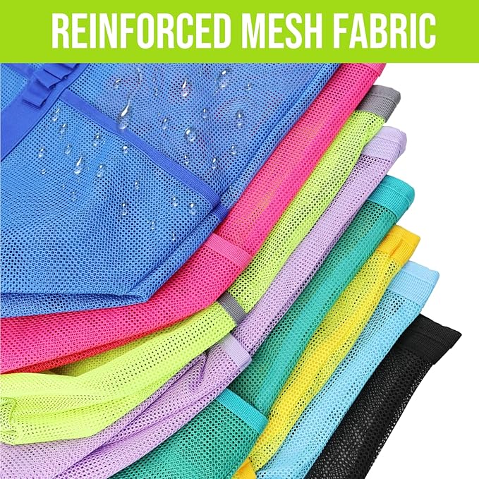 Large Mesh Beach Tote Bag, 9-Pocket Foldable Summer Vacation Beach Bag for Travel, Pool, Gym, Cruise