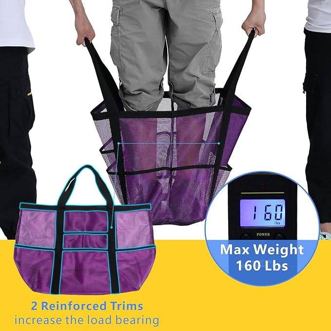 F-color Mesh Beach Bag Family - Large Tote Bag for Cruise Pool Toys Beach Vacation Essentials