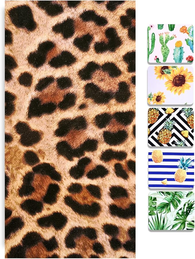 LIVILAN Small Size Cheetah Print Beach Towel, 24" x 48" Leopard Towel for Women, Girls of Small Size, Quick Dry, Sand Free Microfiber, Backup Use for Pool, Bath, Yoga, Swim, Shower