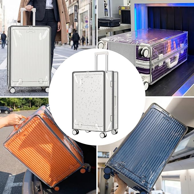 Yotako Clear Luggage Cover Protector with Front Pocket Zipper, 28 Inch Luggage Covers for Front Open Suitcase Wheeled Suitcase 28", No Disassembly