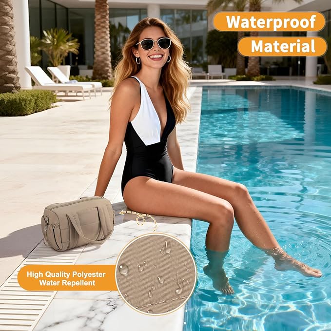 8L Mini Gym Bag for Women, Small Size Sport Duffel Bag for Yoga Dance Swimming, Water-Resistant Compact Workout Bag with Adjustable Strap, Brown