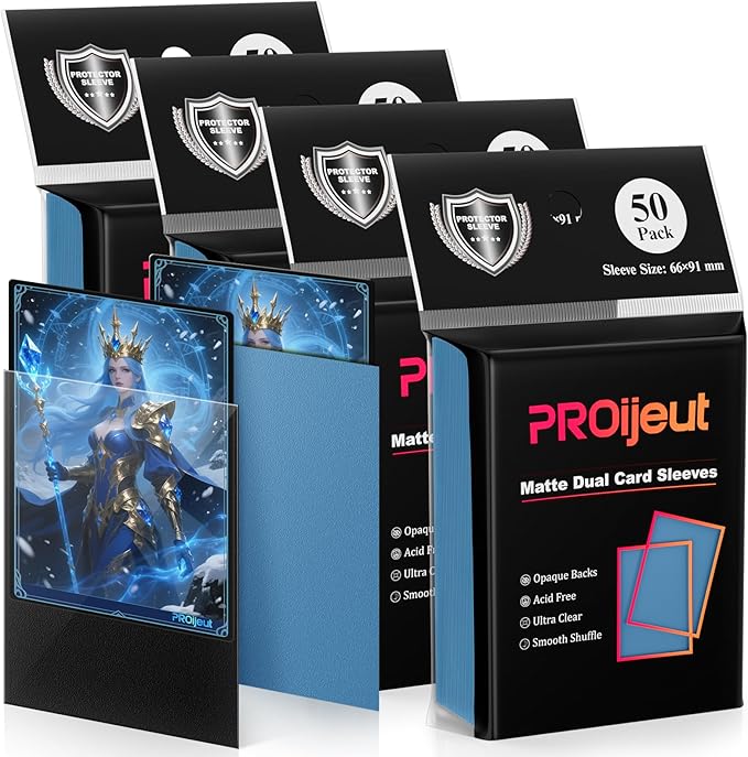 200 Pack Card Sleeves, Matte Dual Trading Card Sleeves with Opaque Back & Smooth Shuffle, Tear Resistant Card Protectors for MTG, TCG (Lagoon Blue)