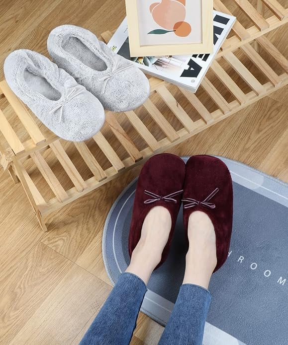 DICUIRD Women's Ballerina Slippers Lightweight House Slippers with Stretchable Heel Design
