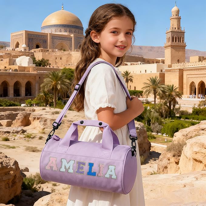 Personalized Dance Ballet Bag for Girls Small Travel Duffle Sport Gym Bag for Kids Weekender Overnight Bags Customized Birthday Gifts for Girls Dancer Students Purple