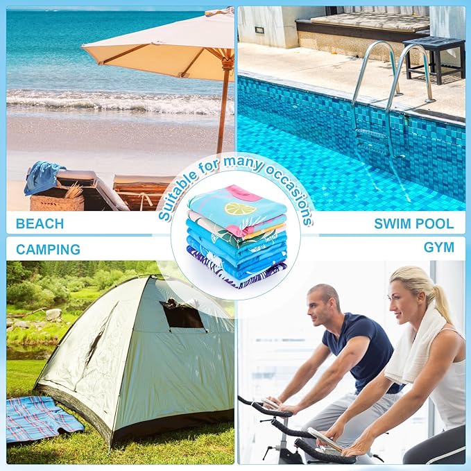 Peryiter 6 Pcs Oversized Microfiber Beach Towels 59 x 28 Inch Large Quick Dry Pool Towels Absorbent Camping Travel Blanket Set for Women Men Bath Beach(Mashup Style,28 x 59 Inch,Colorful)