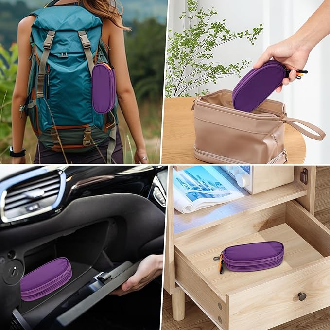 Double Eyeglasses Case Soft Portable Zipper Sunglasses Pouch with Keychain Clip for Men Women