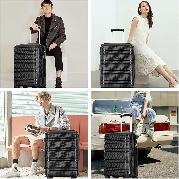 GinzaTravel 29 Inch Large Checked Luggage Expandable Hard Shell Suitcase with Spinner Wheels TSA Lock for Travel, 29inch, Black