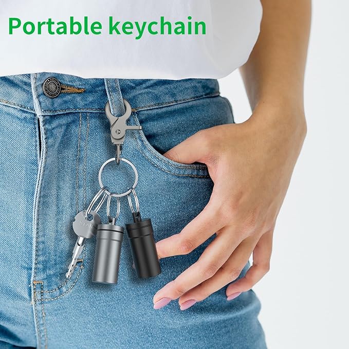 Portable Ear Plug Carrying Case, Urekt Waterproof Metal Earplug Case Keychain Container Holder(2 Pack)