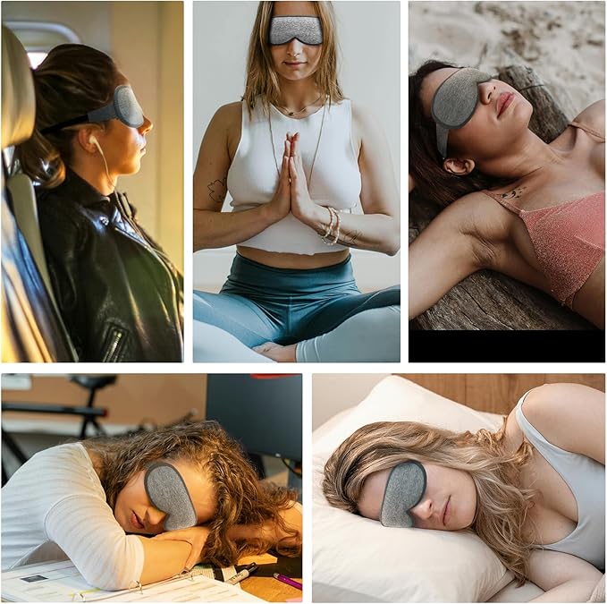 Weighted Eye Mask Cover for Sleeping - Eye Masks for Sleep with Adjustable Strap, Lash Extension Eye Covers for Women Men, 3D Contoured, Plane Travel Essentials, Blindfold for Meditation