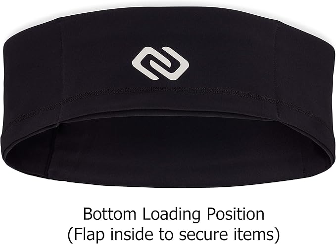 Sporteer VersaSlim Running Belt - Low-Profile Workout Waist Pack for Gym & HIIT - Zero-Bounce Minimalist Phone Holder for Activewear - Nylon Spandex Blend (Black, Small)