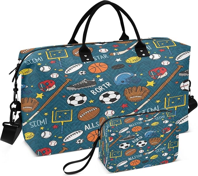Travel Duffle Bag, Healthy Ball Sports Gym Bag with Storage Bag Weekender Overnight Bag for Men Women Trip Sports Yoga