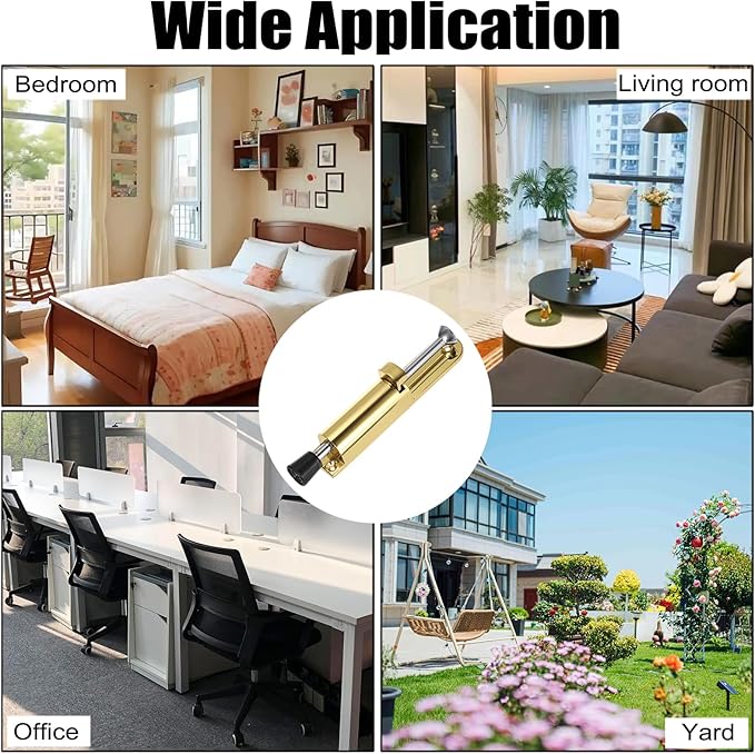 Sumnacon Kickdown Door Stop - Stainless Steel Easy Step Door Stopper, Spring Loaded Telescopic Step On/Off Door Stopper Rubber, Adjustable Heavy Duty Door Locks Holder Stop/Release by Foot, Gold