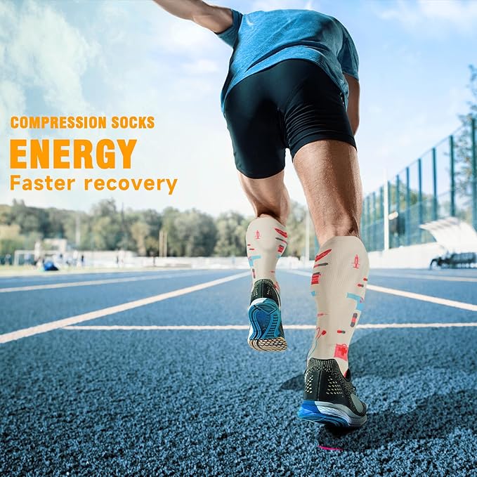 bropite Flora Compression Socks for Women & Men-Knee high 6 Pairs 20-30mmhg Support Running Nurse Travel