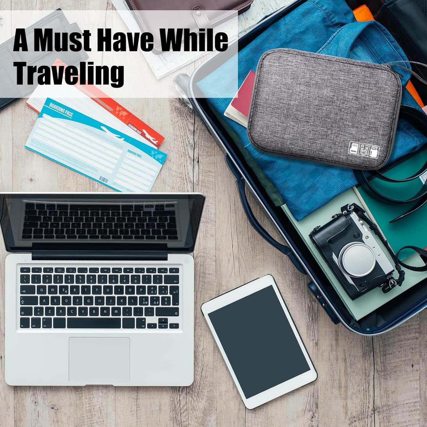 CILLA Travel Cord Organizer Case, Portable Waterproof Storage Bag for Charger, Cord, USB, Power Bank, Earphone, SD Card, Travel Essentials