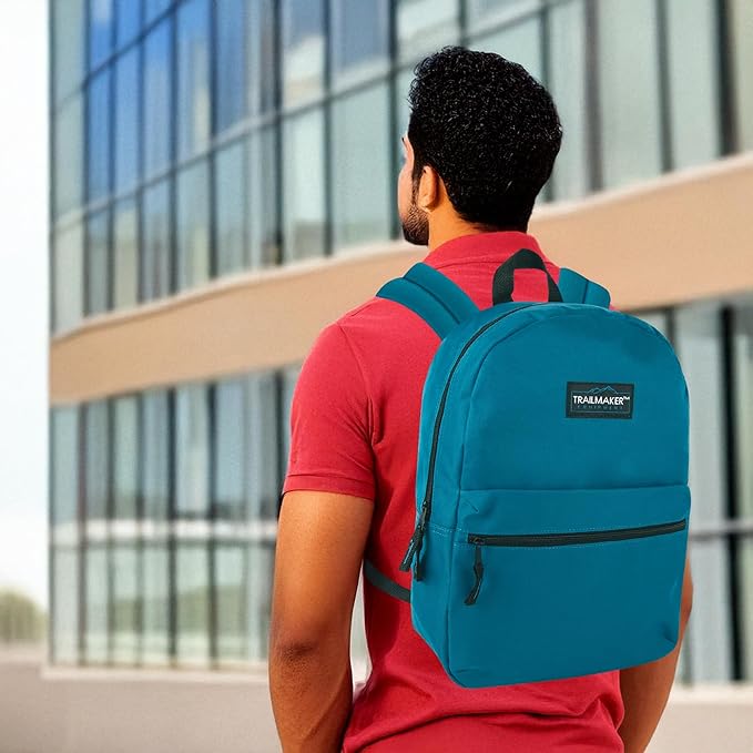 Trail maker Classic 17 inch Backpacks with Adjustable Padded Straps | School Backpacks for Girls, Boys (Blue)