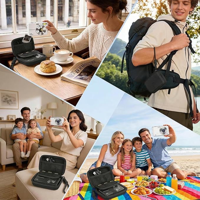 Digital Camera Case Compatible with CAMKORY Digital Point and Shoot/for KODAK PIXPRO FZ45/55 16MP Vlogging/for VAHOIALD FHD 1080P/for IWEUKJLO/for Nsoela, Holder for SD Card More (Black)
