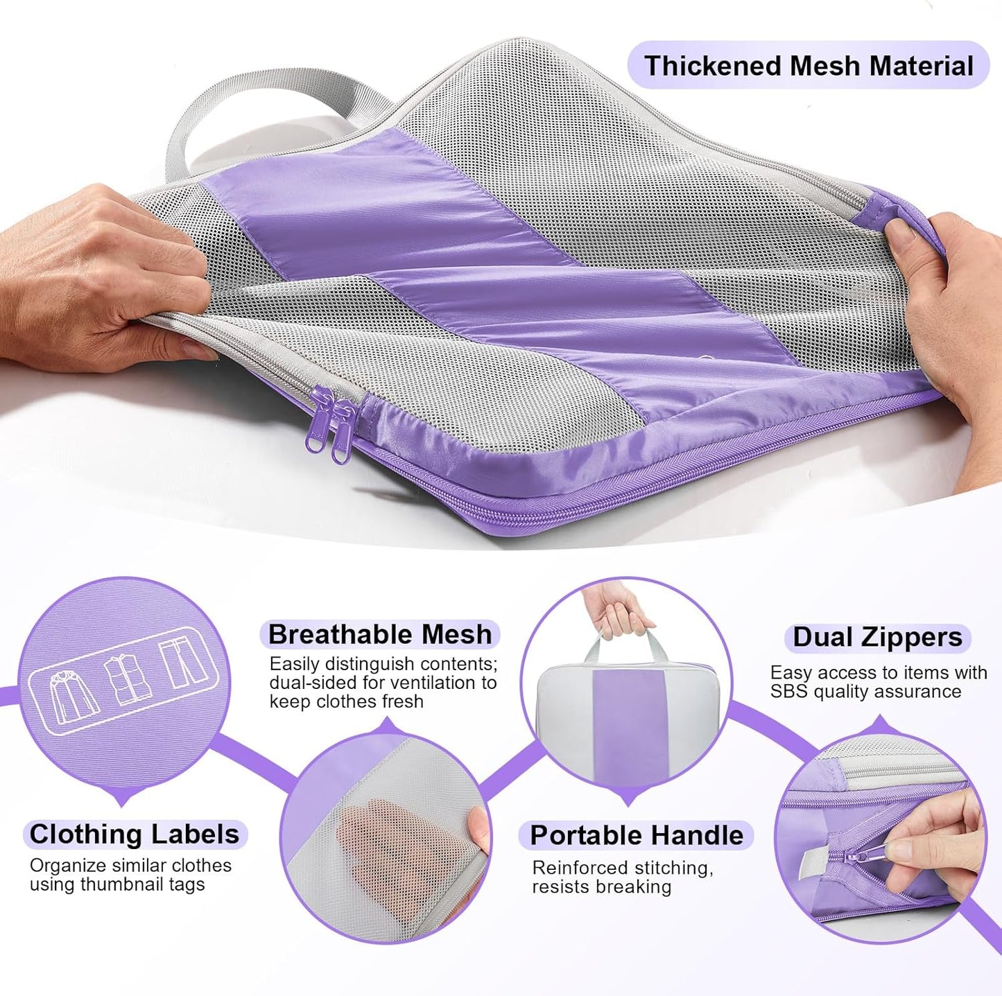 10 Set Compression Packing Cubes for Travel Essentials,Compressible Expandable Packing Cubes for Suitcase,OlarHike Luggage Organizer Bags for Travel,Handy Helper for Organizing Clothes(Light Purple)