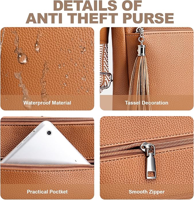 Anti Theft Crossbody Purses for Women RFID Blocking Crossbody Bags, Travel Shoulder Purse with Built-in Wallet