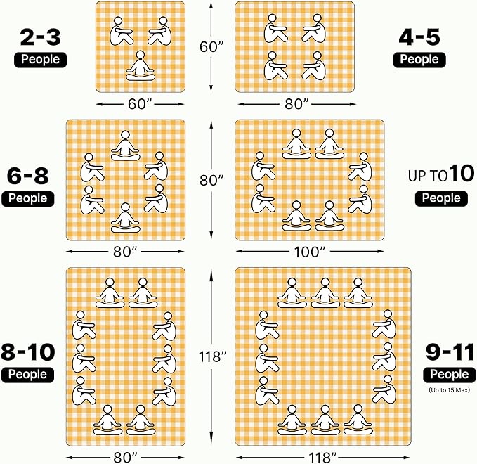 TigeJoy Extra Large Picnic Blanket Waterproof Foldable 80''x80'', Outdoor Picnic Mat Beach Blanket Sandproof for Park, Grass, Travel, Hiking, Camping Essentials, Gingham Picnic Blanket