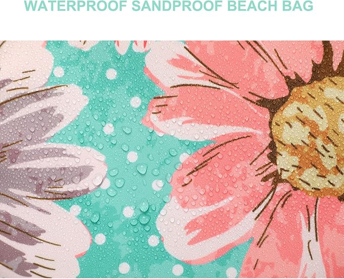 Octsky Large Beach Bags for Women - Waterproof Sandproof Beach Tote with Dual Zipper and Wet Pocket - 3 Outside Pockets