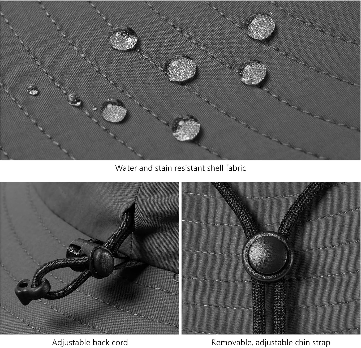 UPF 50+ Foldable Brim Water-Resistant Sun Bucket Hat with Laser Perforated Mesh Adjustable for Men Women Outdoor