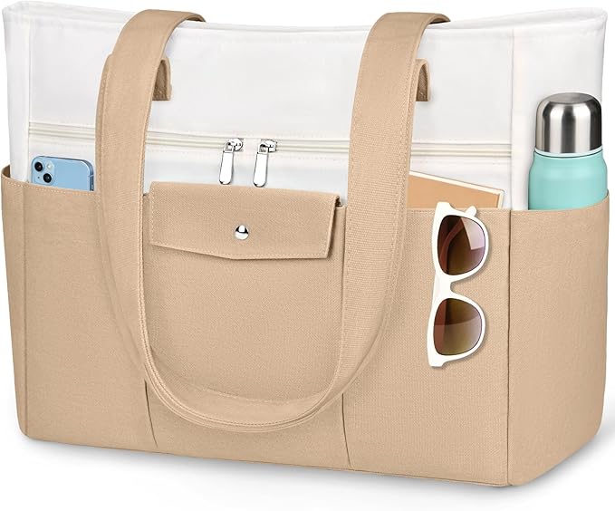 Beach Bags for Women Large Canvas Beach Tote with Zipper Wet Pocket, Waterproof Foldable Swim Pool Travel Tote Bags